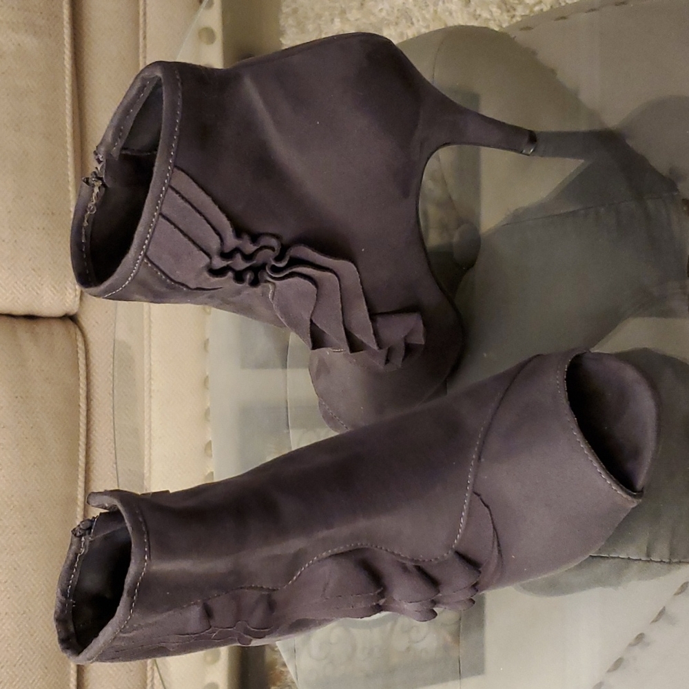 Cato Faux Suede Ruffled Booties